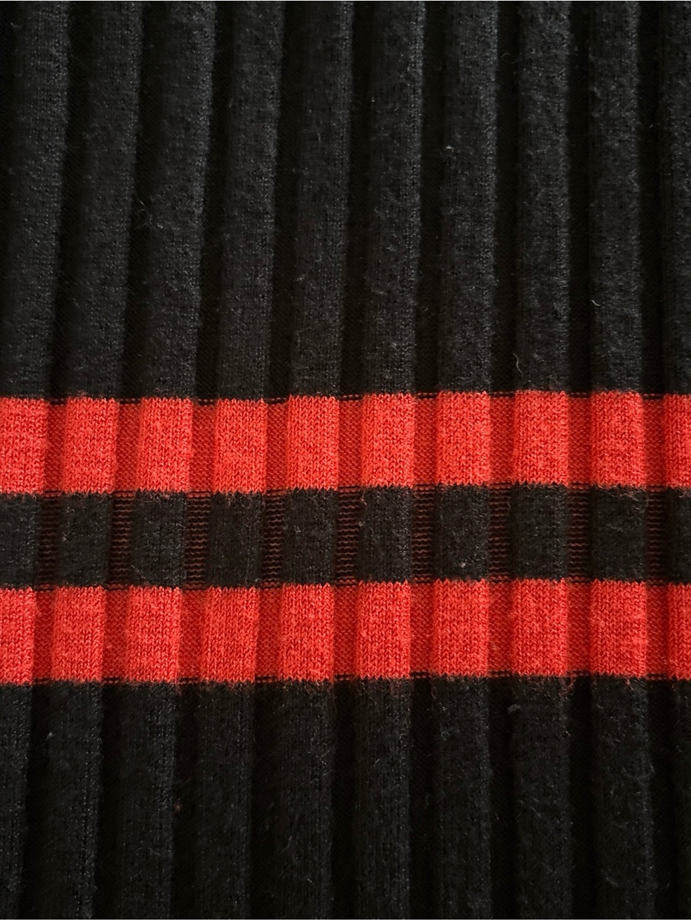 Celine Black Ribbed Polo Midi Dress with Red and Yellow Stripes - Picture 7 of 16
